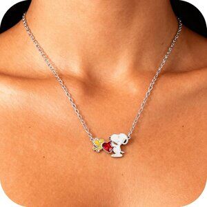 Snoopy & Woodstock Necklaces Silver Flash-Plated Red Crystal or Charm Accents